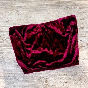Deep Maroon Velvet Crop Top - Vintage Boutique